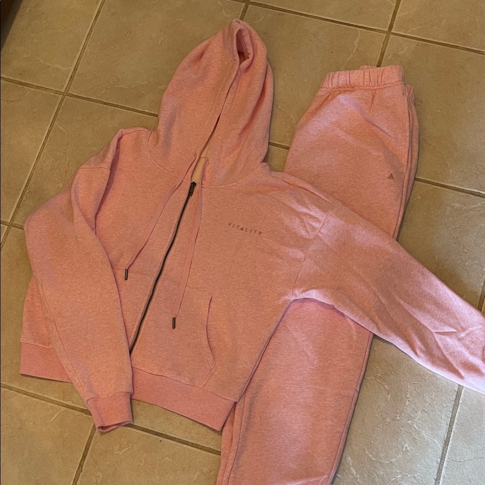 Pink 'Vitality' Hoodie & Jogger Set